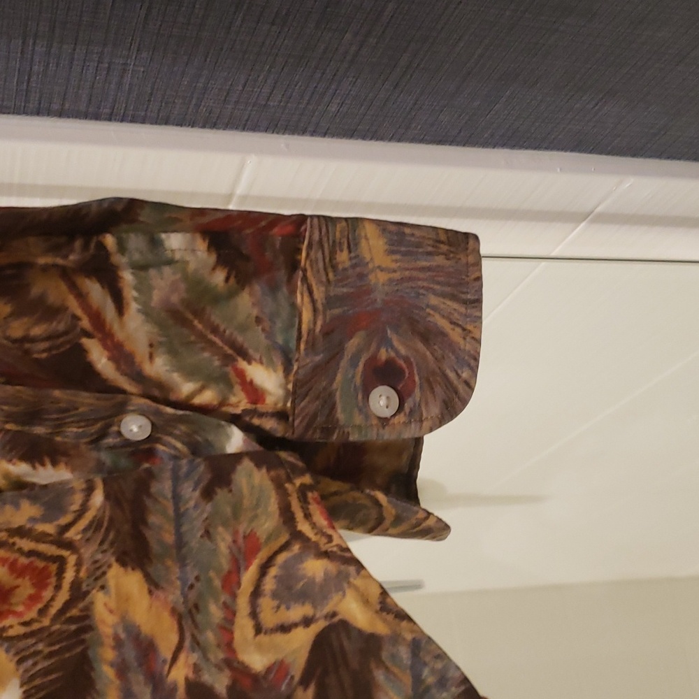 Lauren Ralph Lauren Peacock Feather Print Longsleeve Button Down Blouse Small - Picture 4 of 10